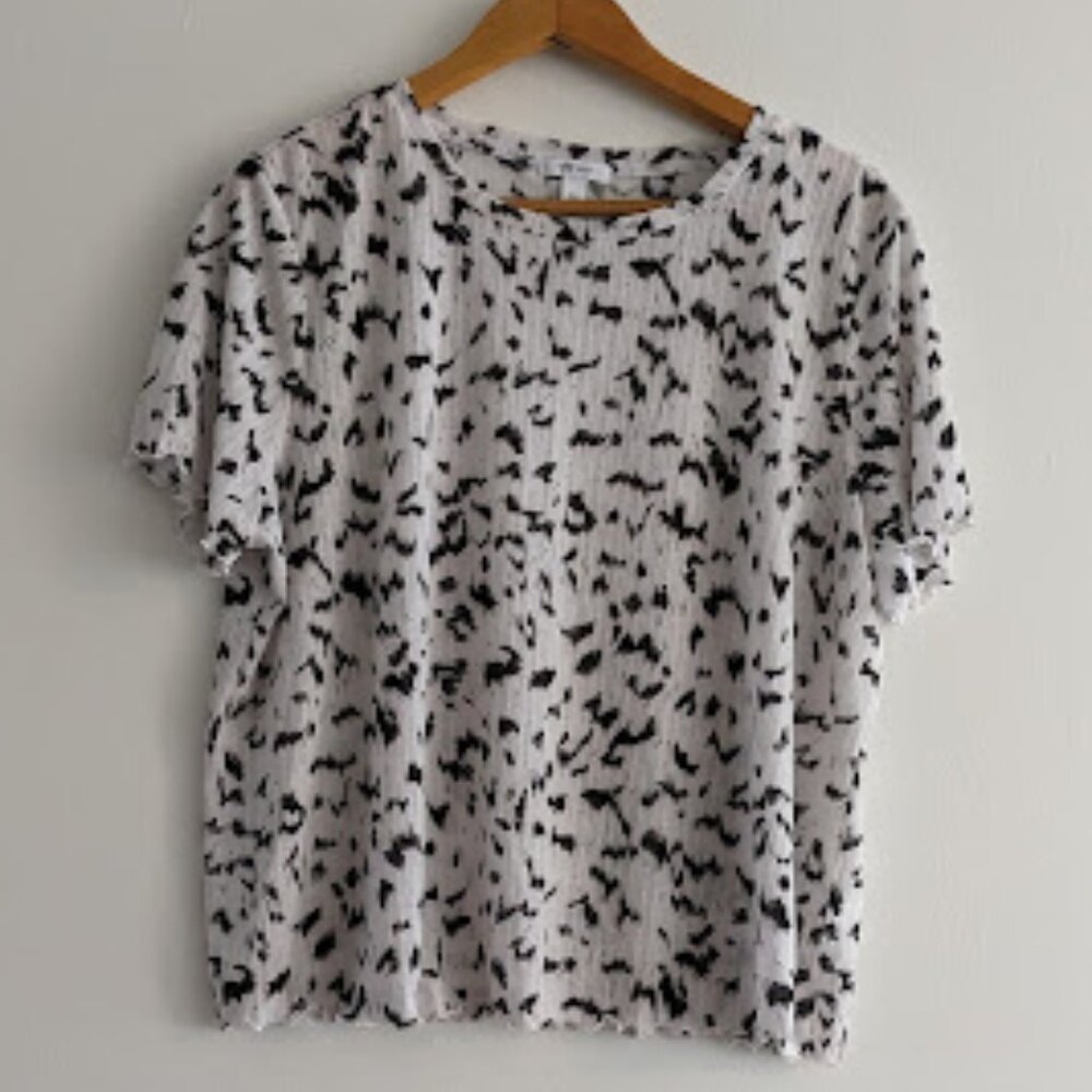 Nine West Black and White Print Blouse Size XXL